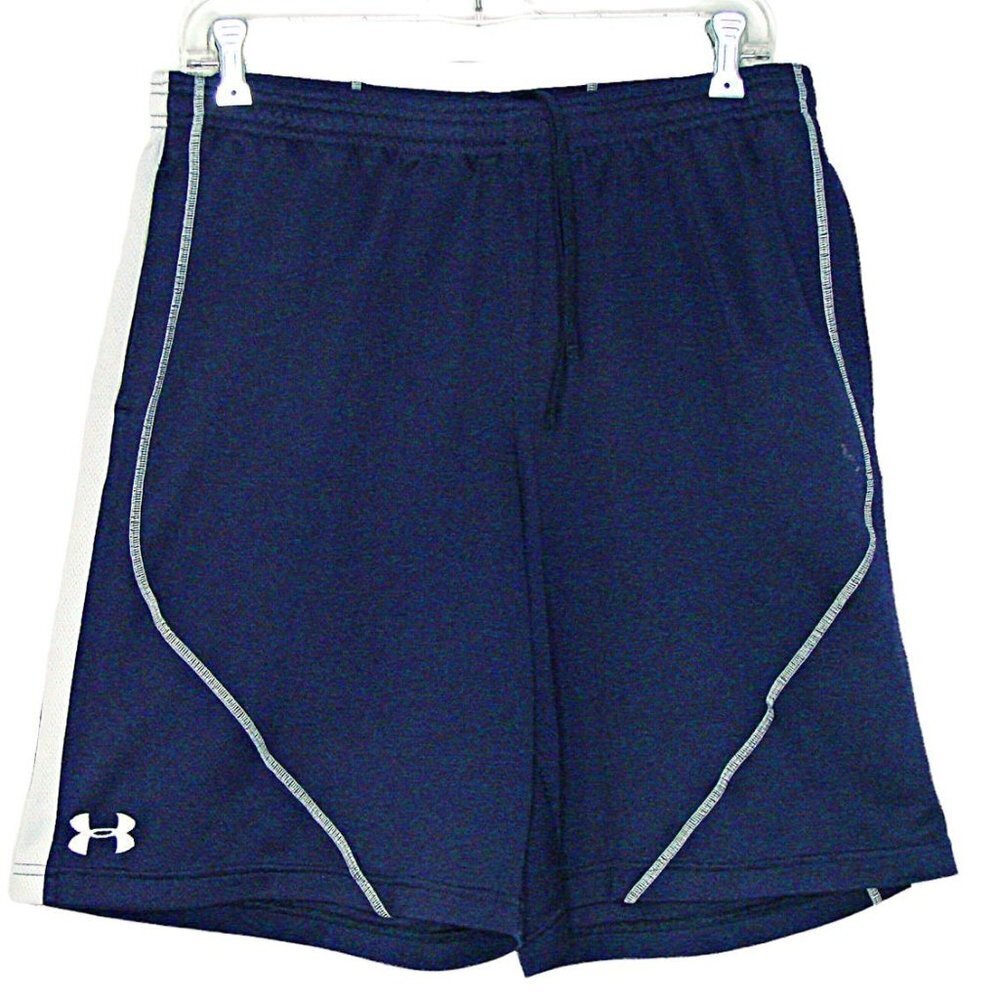 Under Armour Athletic Basketball Shorts Navy Blue Elastic Waist Workout Sz Large